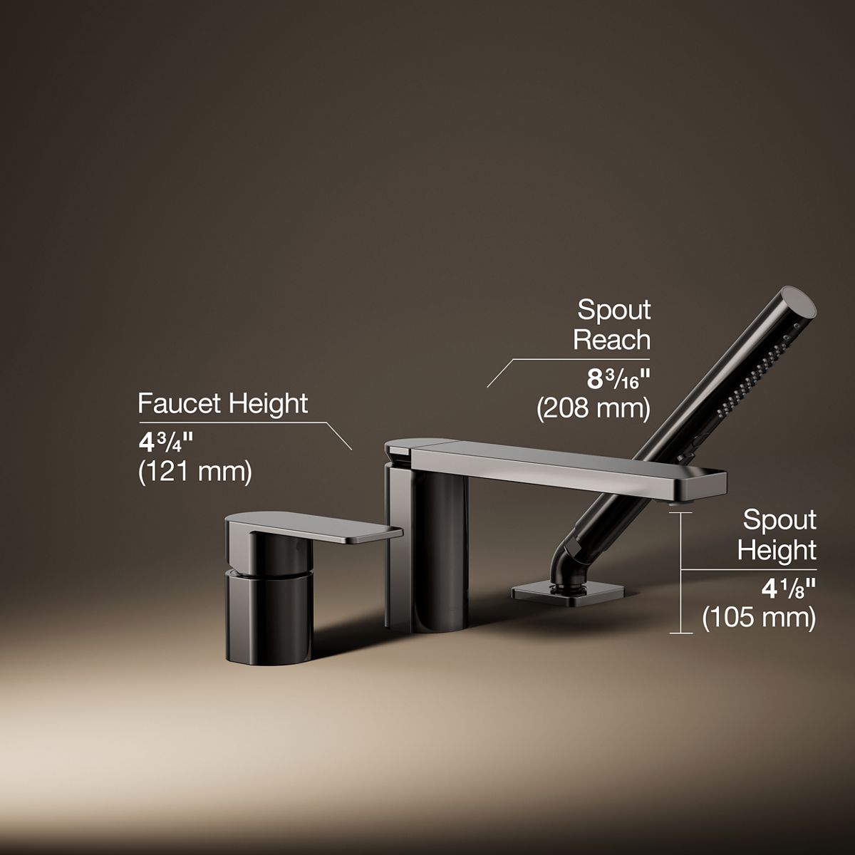 Parallel® Deck-mount bath faucet with handshower