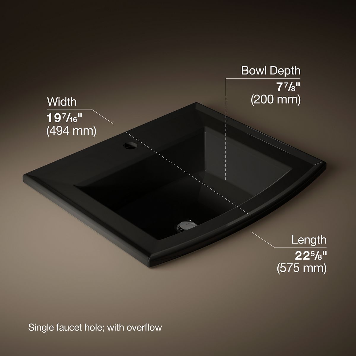 Archer® 22-3/4" rectangular drop-in bathroom sink