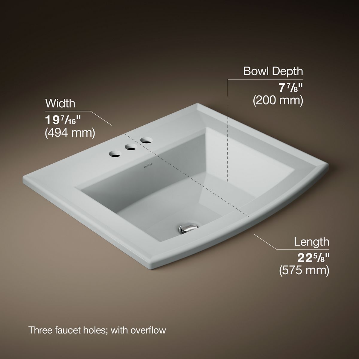 Archer® 22-3/4" rectangular drop-in bathroom sink