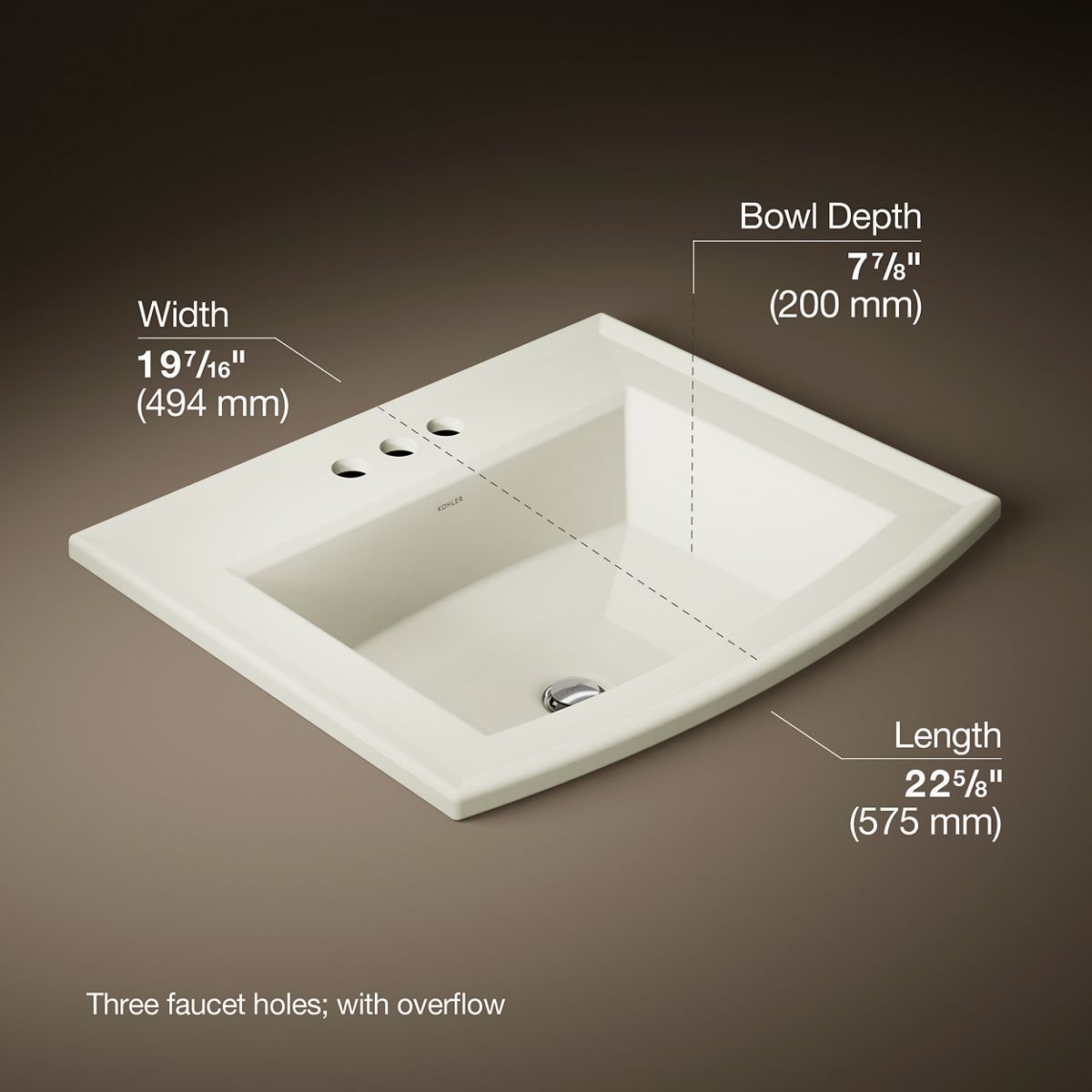 Archer® 22-3/4" rectangular drop-in bathroom sink