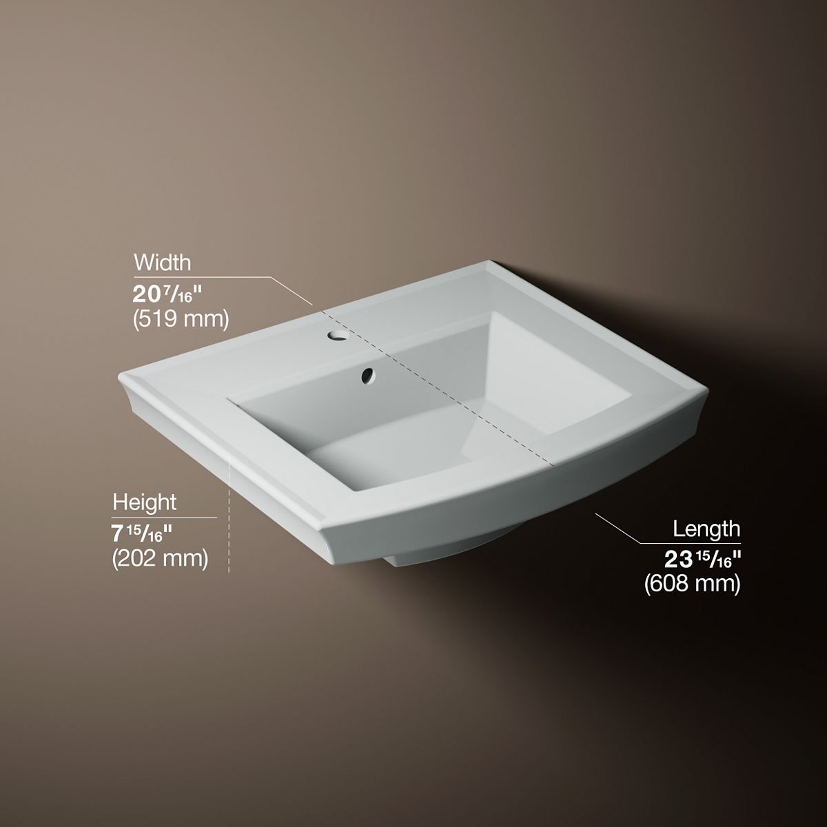 Archer® 24" rectangular pedestal bathroom sink