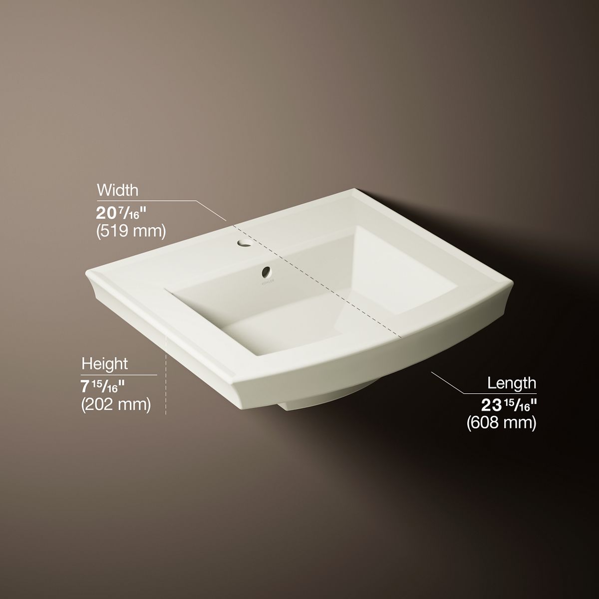 Archer® 24" rectangular pedestal bathroom sink
