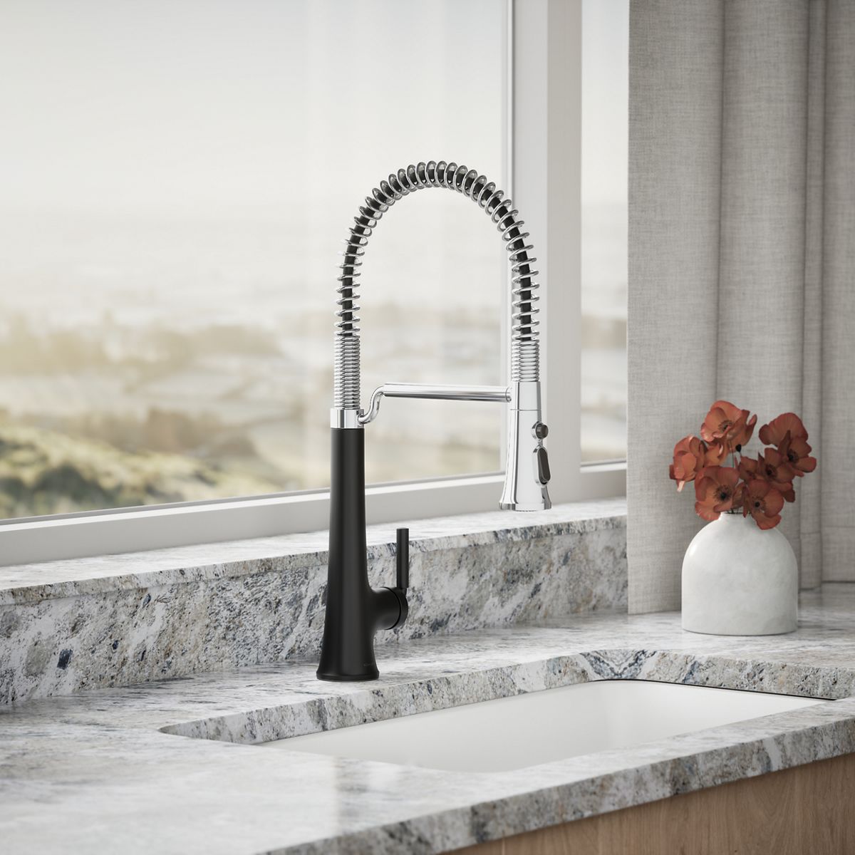 Tone® Semi-professional pull-down kitchen sink faucet with three-function sprayhead