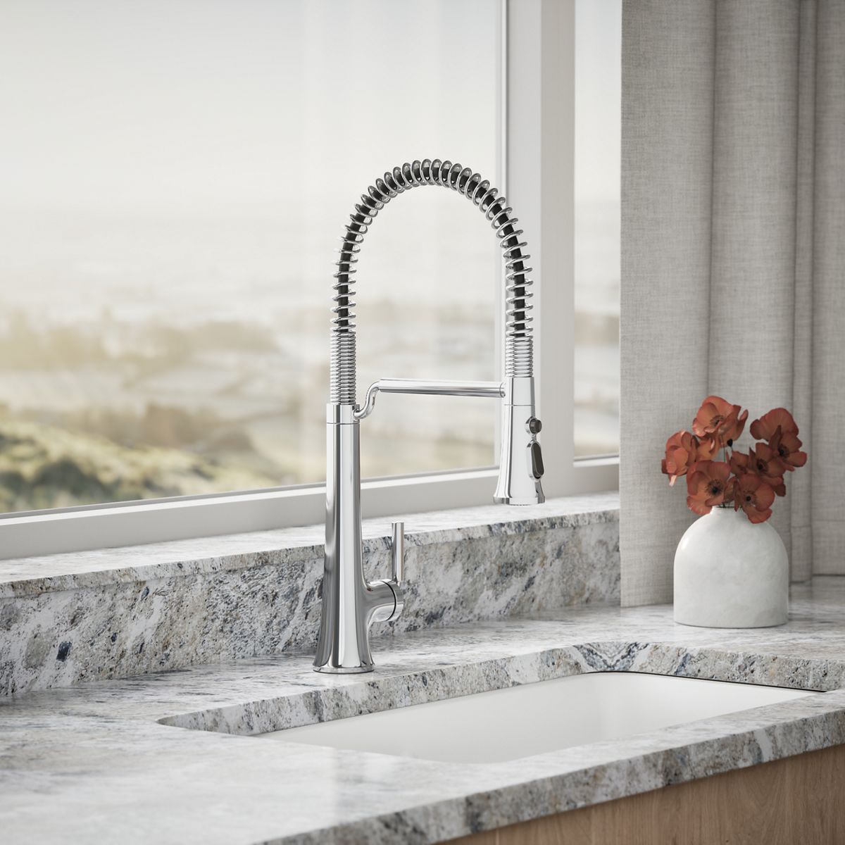 Tone® Semi-professional pull-down kitchen sink faucet with three-function sprayhead