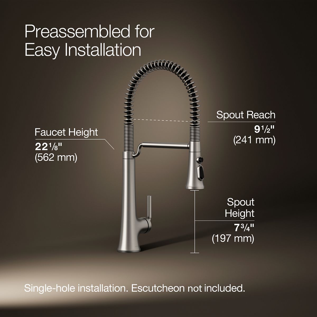 Tone® Semi-professional pull-down kitchen sink faucet with three-function sprayhead