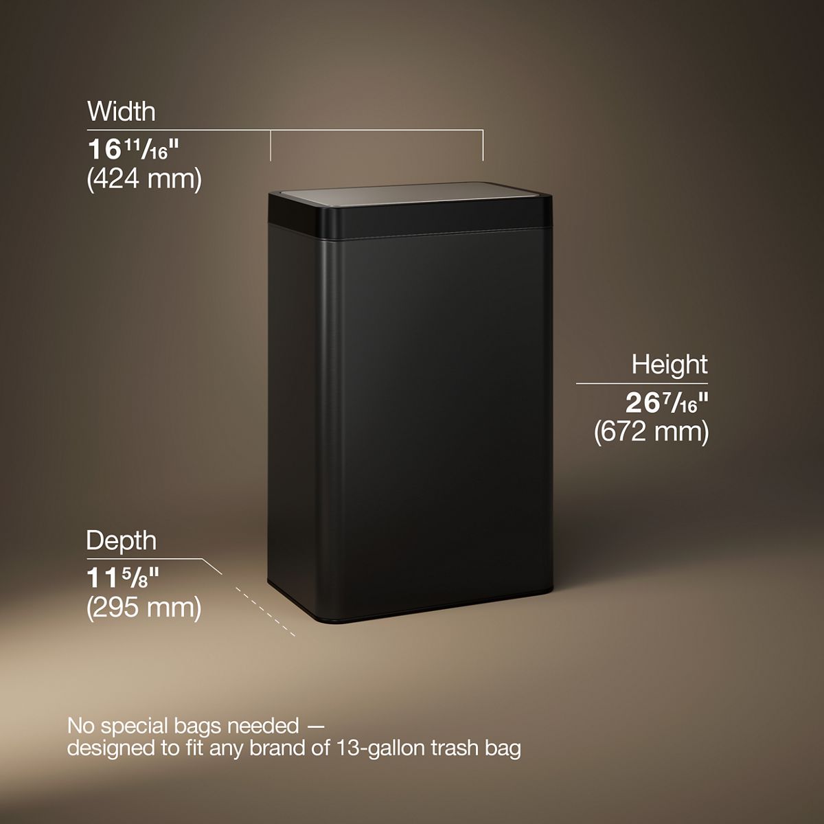 13-gallon touchless stainless steel trash can