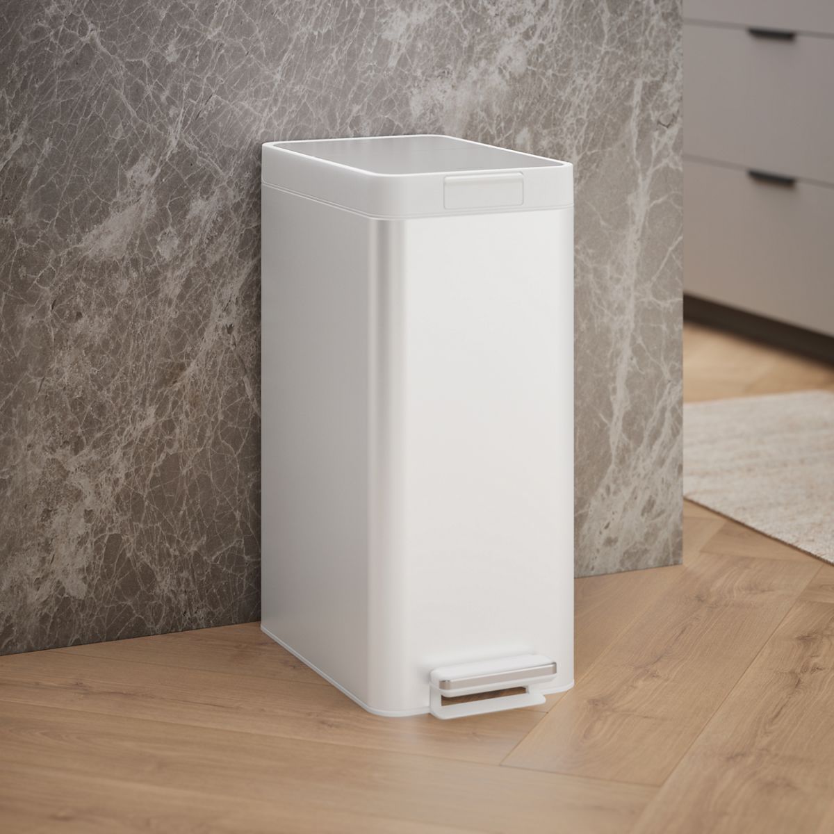 13-gallon stainless steel slim step trash can with bifold lid