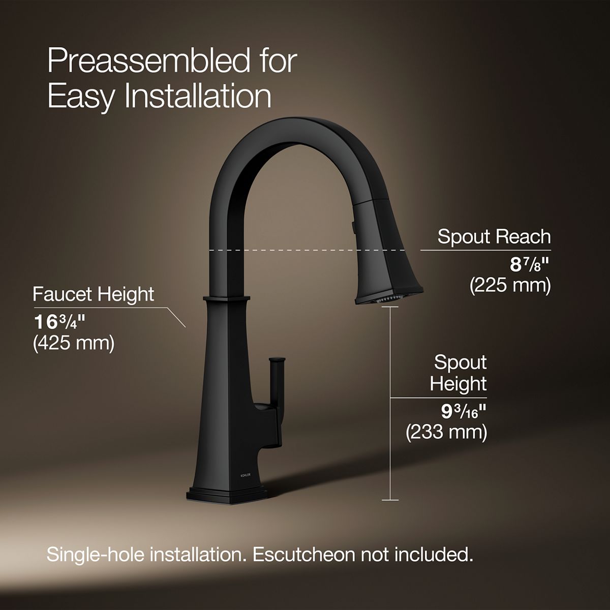 Riff® Pull-down kitchen sink faucet with three-function sprayhead