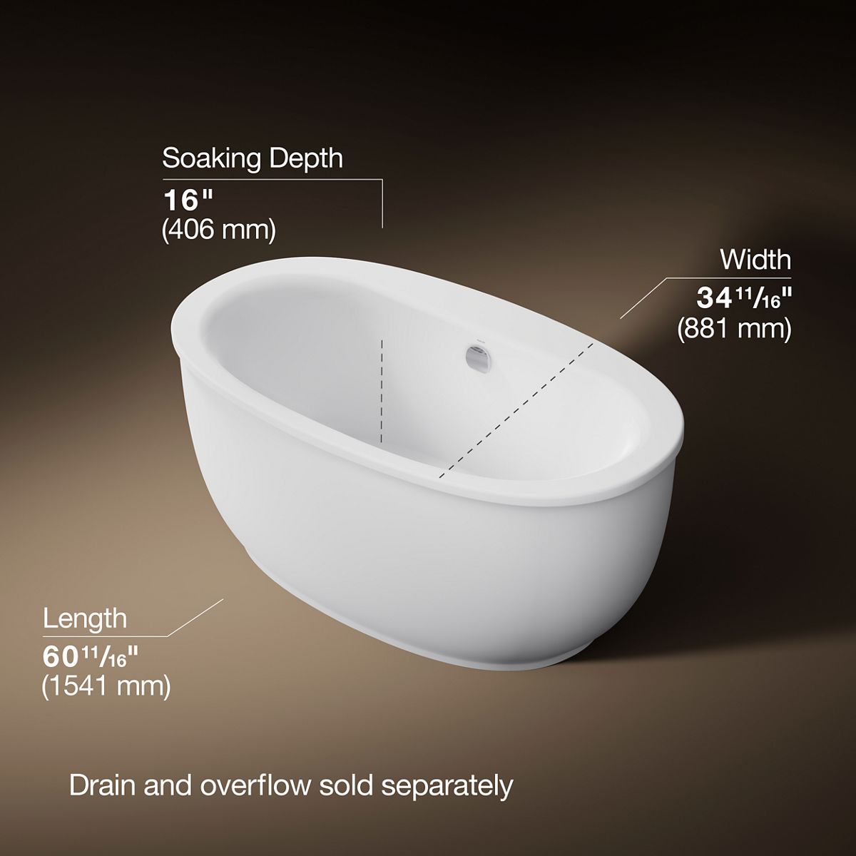Sunstruck® 60" x 34" freestanding bath with fluted shroud