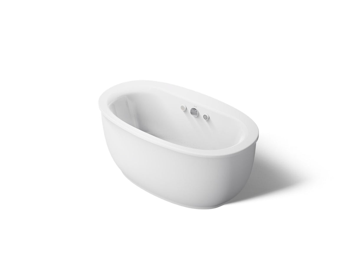 Sunstruck® 60-1/2" x 34-1/2" freestanding Heated BubbleMassage™ air bath with Bask® heated surface and fluted shroud