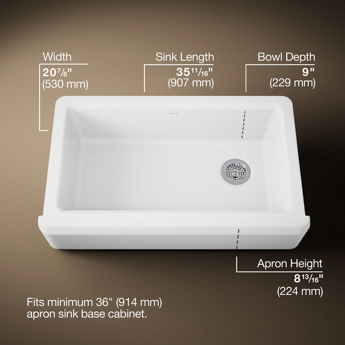 Riverby® 35-3/4" undermount single-bowl farmhouse workstation kitchen sink