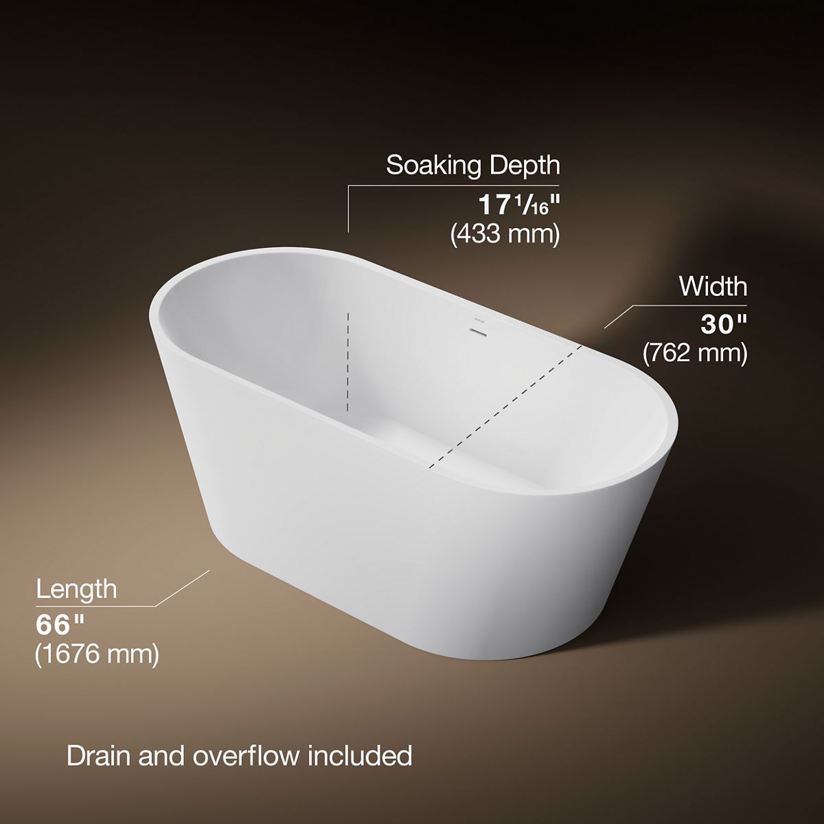 Evok® 66" x 30" freestanding bath