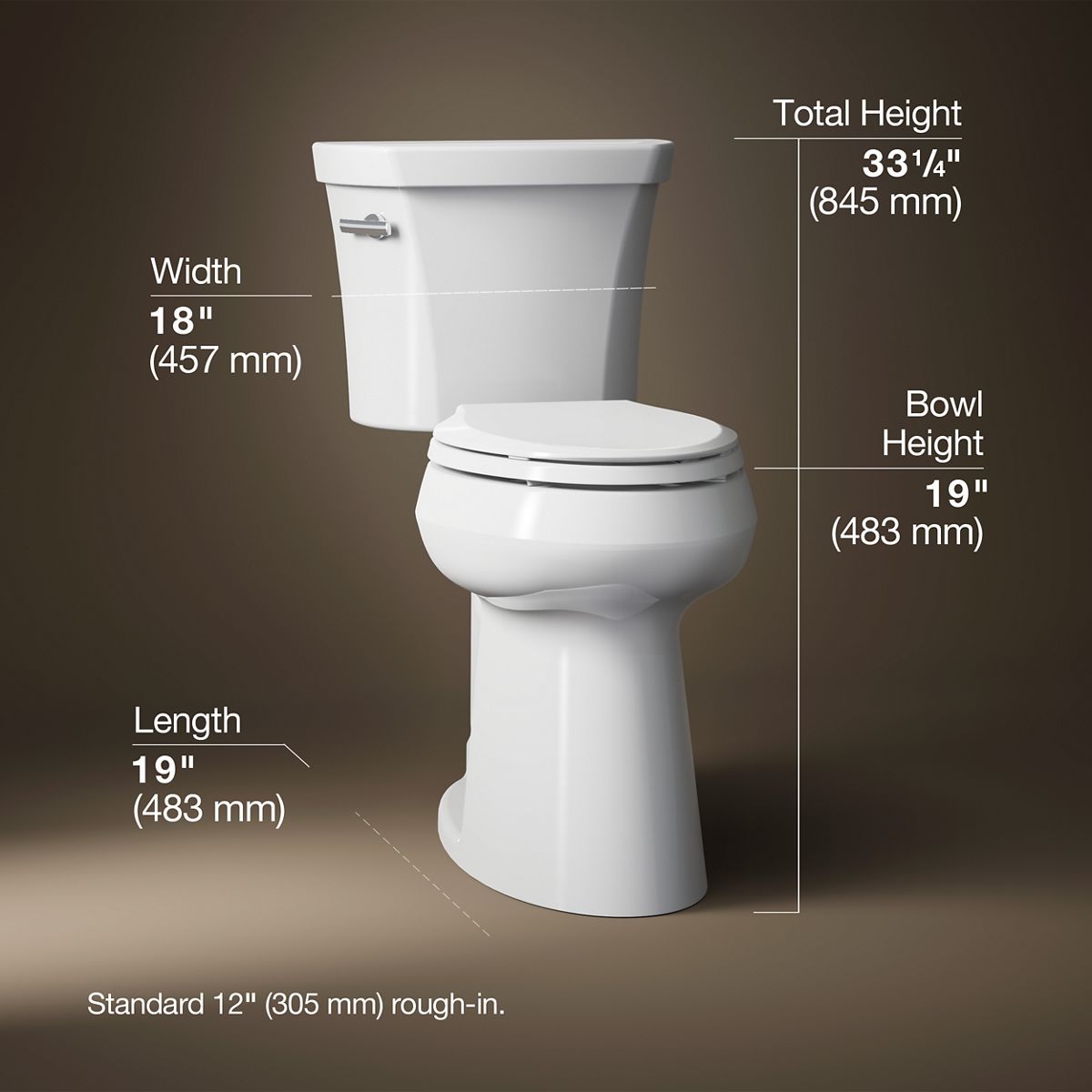 Highline® Tall two-piece elongated toilet, 1.28 gpf