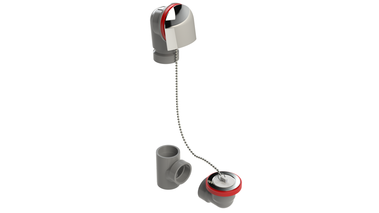 FRZERO FR-PVC Offset Waste & Overflow Plug & Chain Kit (2550CSK-CP)