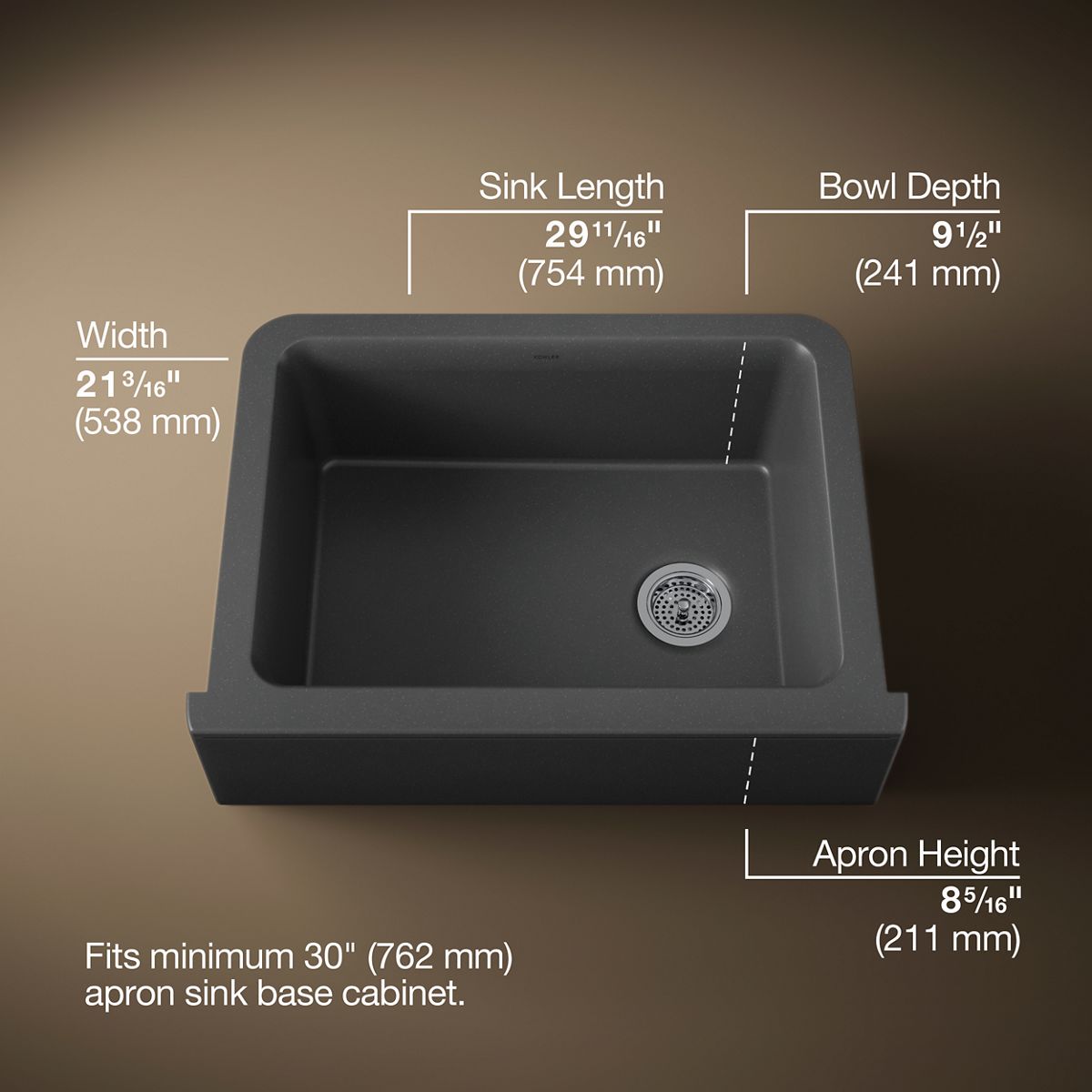 Cairn® 29-11/16" undermount single-bowl farmhouse kitchen sink
