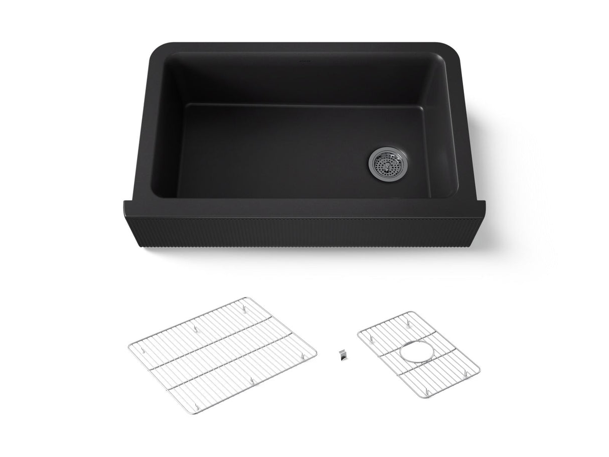 Cairn® 34" undermount single-bowl farmhouse kitchen sink with fluted design