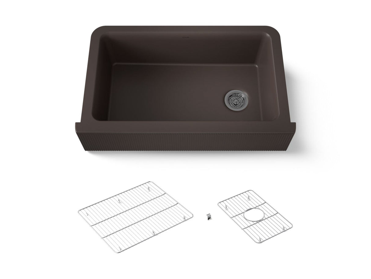 Cairn® 34" undermount single-bowl farmhouse kitchen sink with fluted design