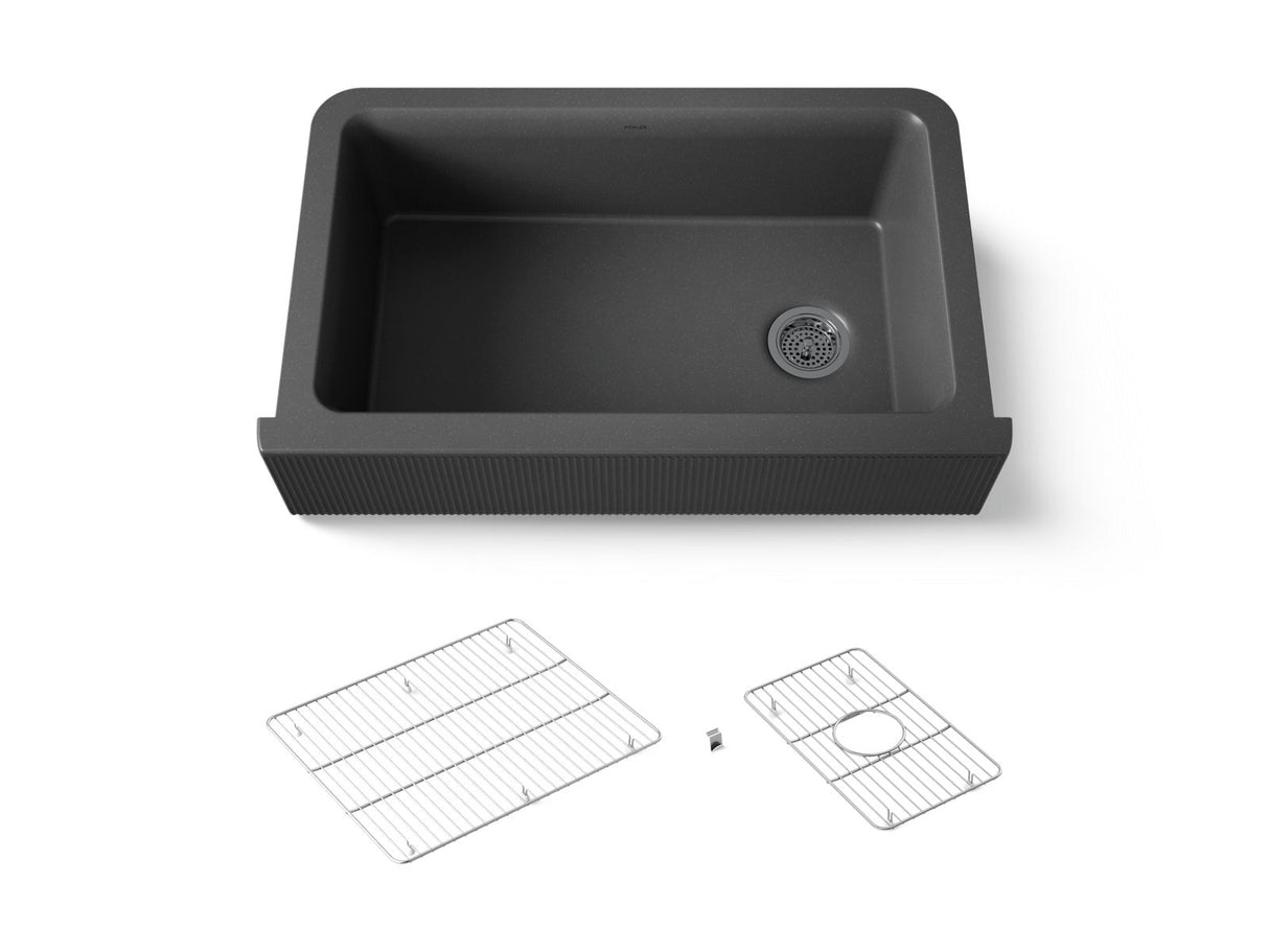 Cairn® 34" undermount single-bowl farmhouse kitchen sink with fluted design