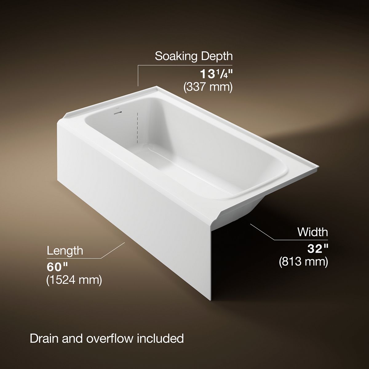 Avec® 60" x 32" alcove bath, left drain
