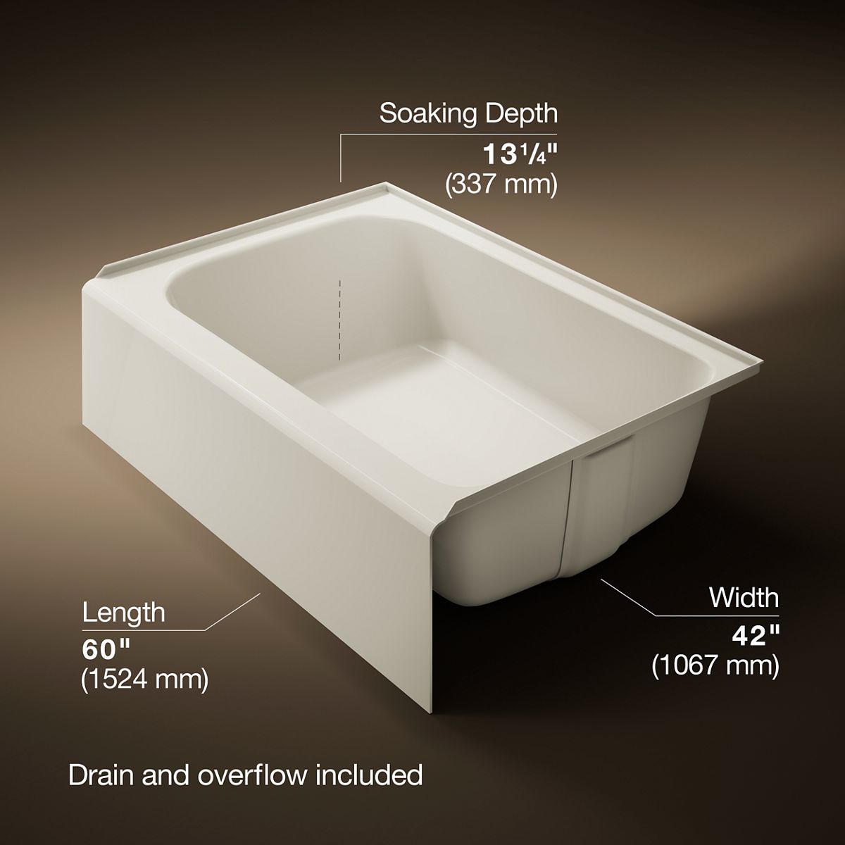 Avec® 60" x 42" alcove bath, right drain