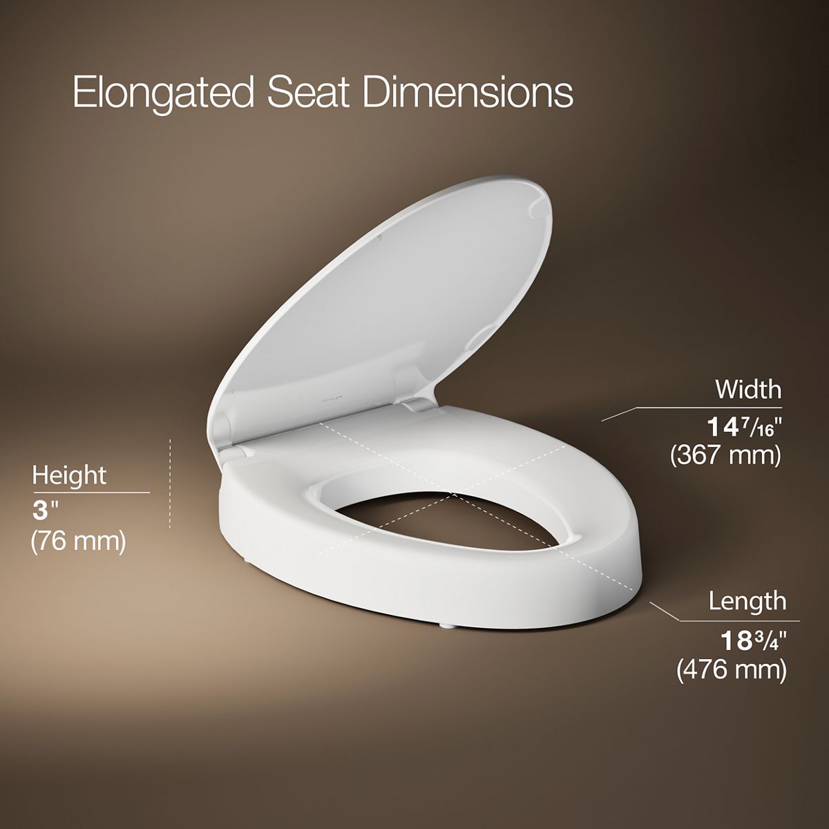 Hyten® Elevated Quiet-Close™ elongated toilet seat