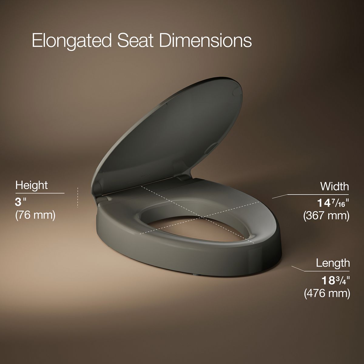 Hyten® Elevated Quiet-Close™ elongated toilet seat