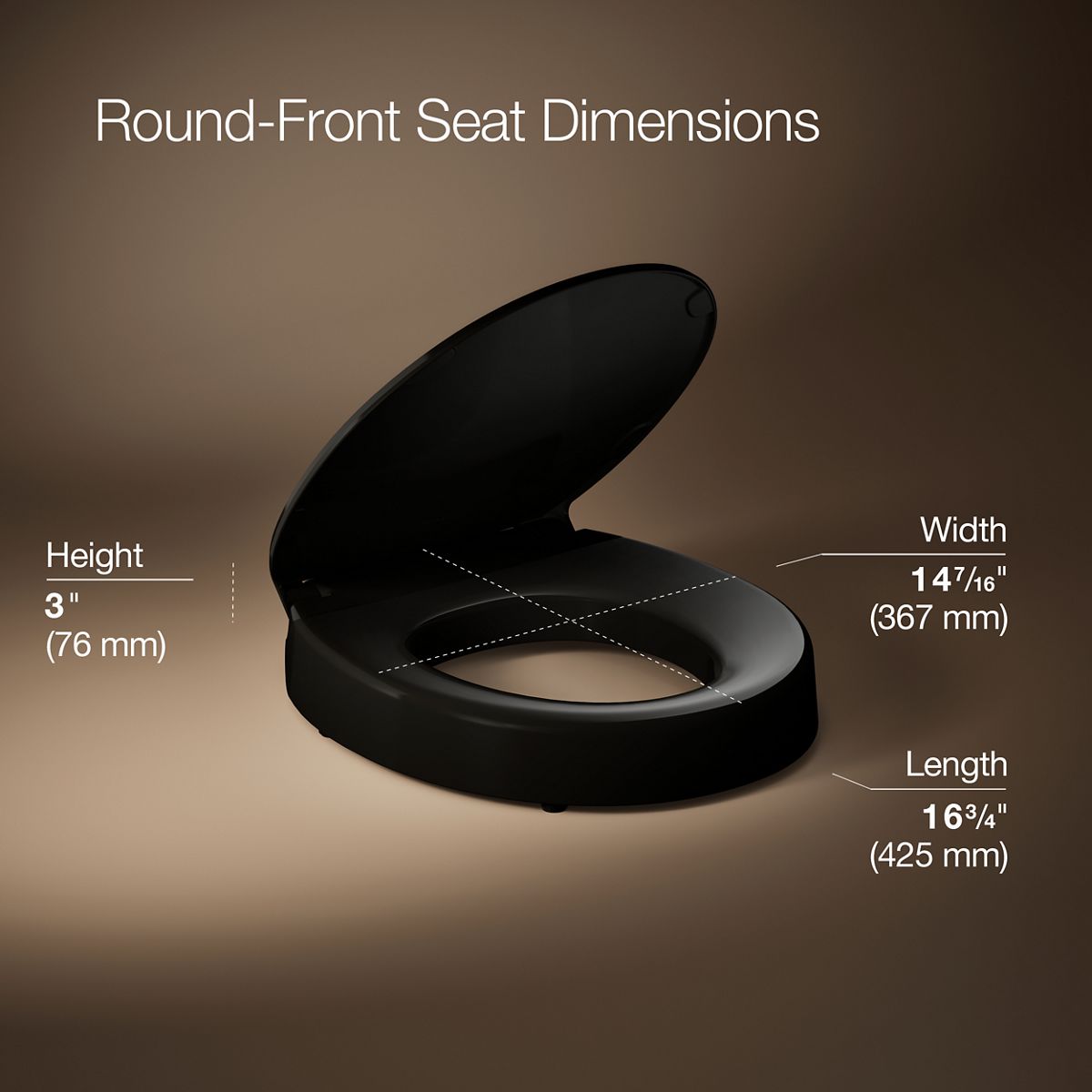 Hyten® Elevated Quiet-Close™ round-front toilet seat