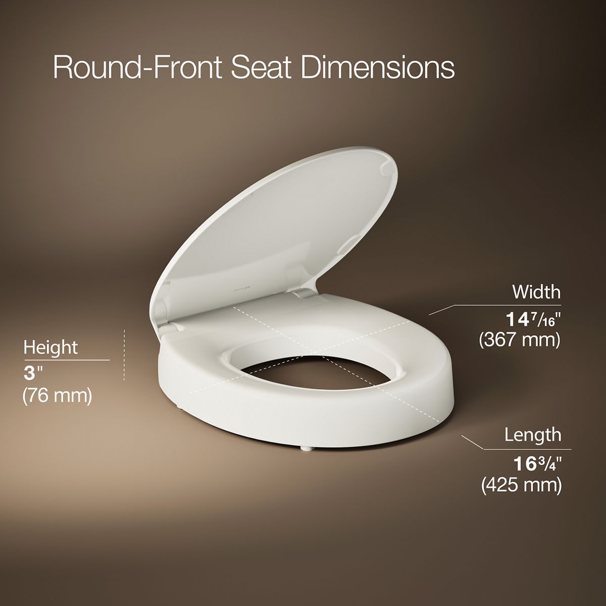 Hyten® Elevated Quiet-Close™ round-front toilet seat