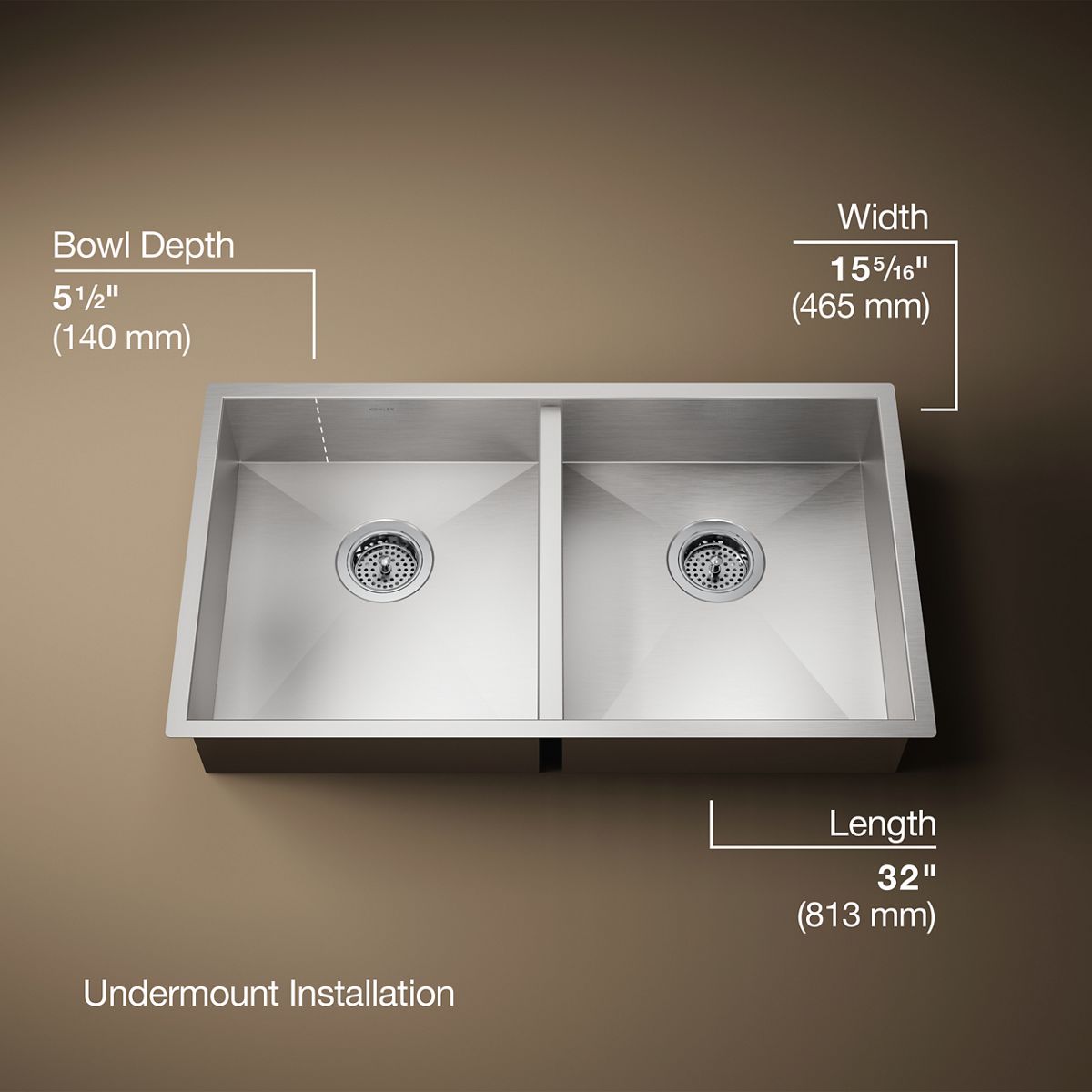 Vault™ 32" undermount double-bowl kitchen sink