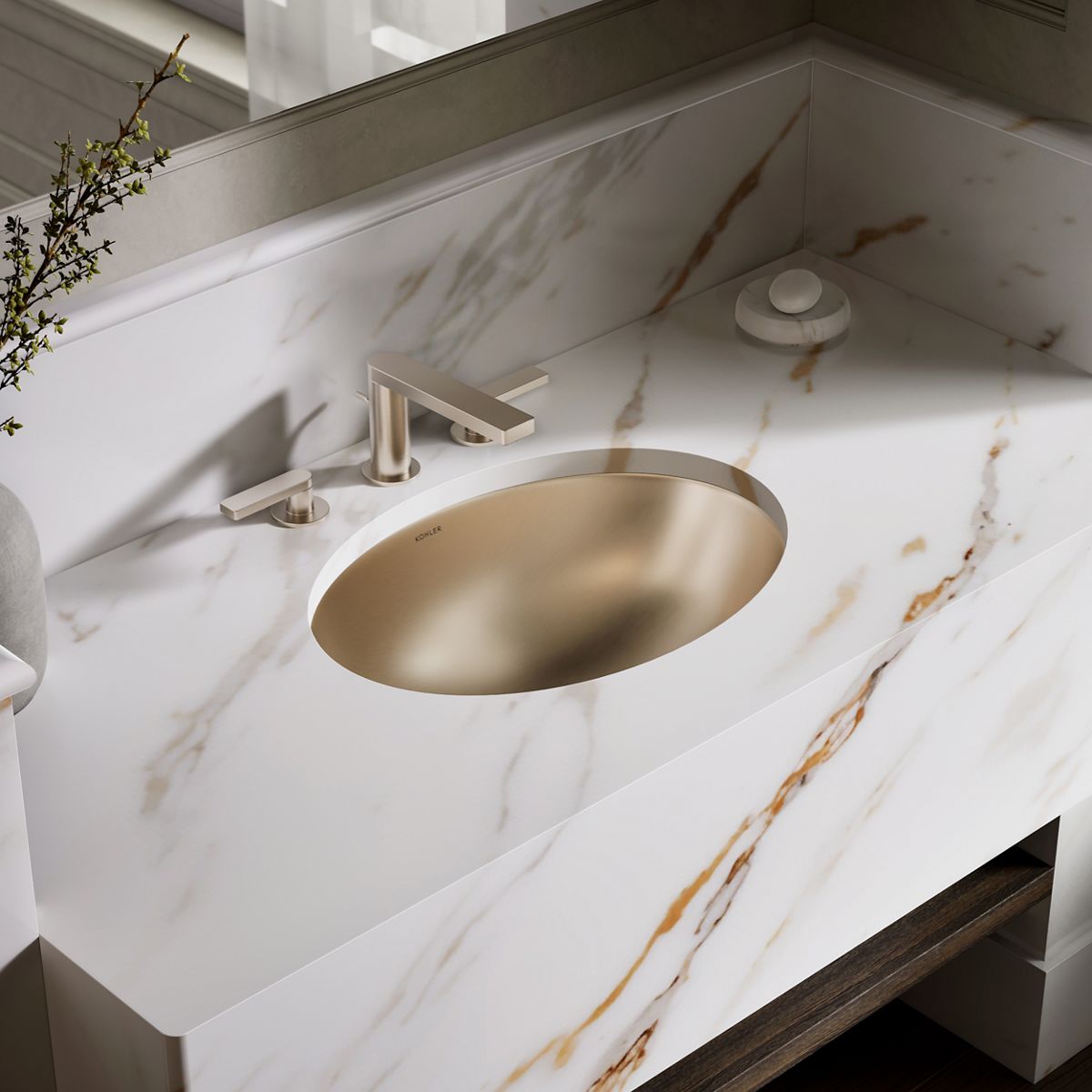 Rhythm® 23-1/4" oval undermount bathroom sink, no overflow