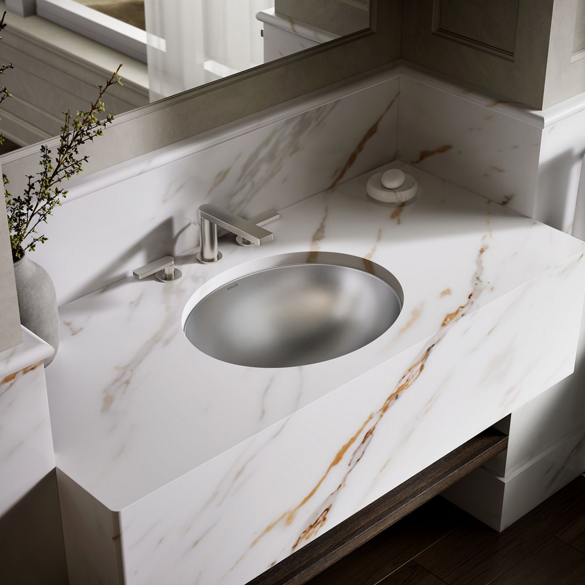 Bachata® 20" oval drop-in/undermount bathroom sink, no overflow
