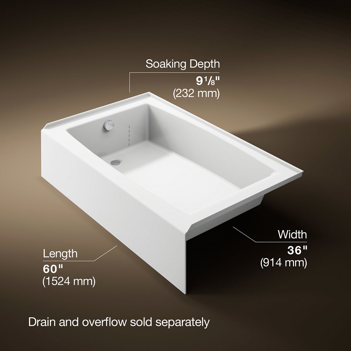 Entity® 60" x 36" alcove bath with left drain