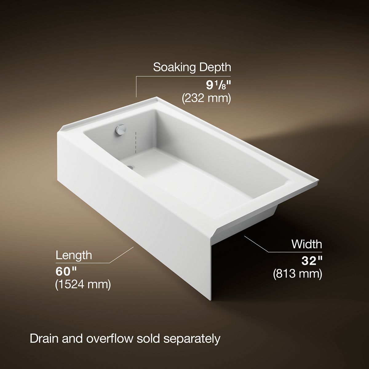 Entity® 60" x 32" alcove bath with left drain