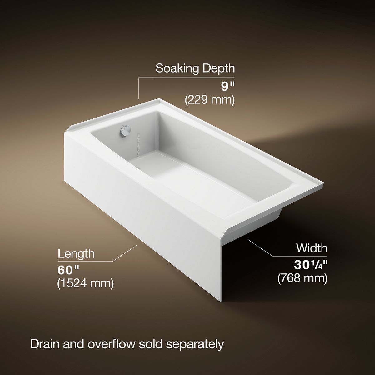 Entity® 60" x 30" alcove bath, left drain