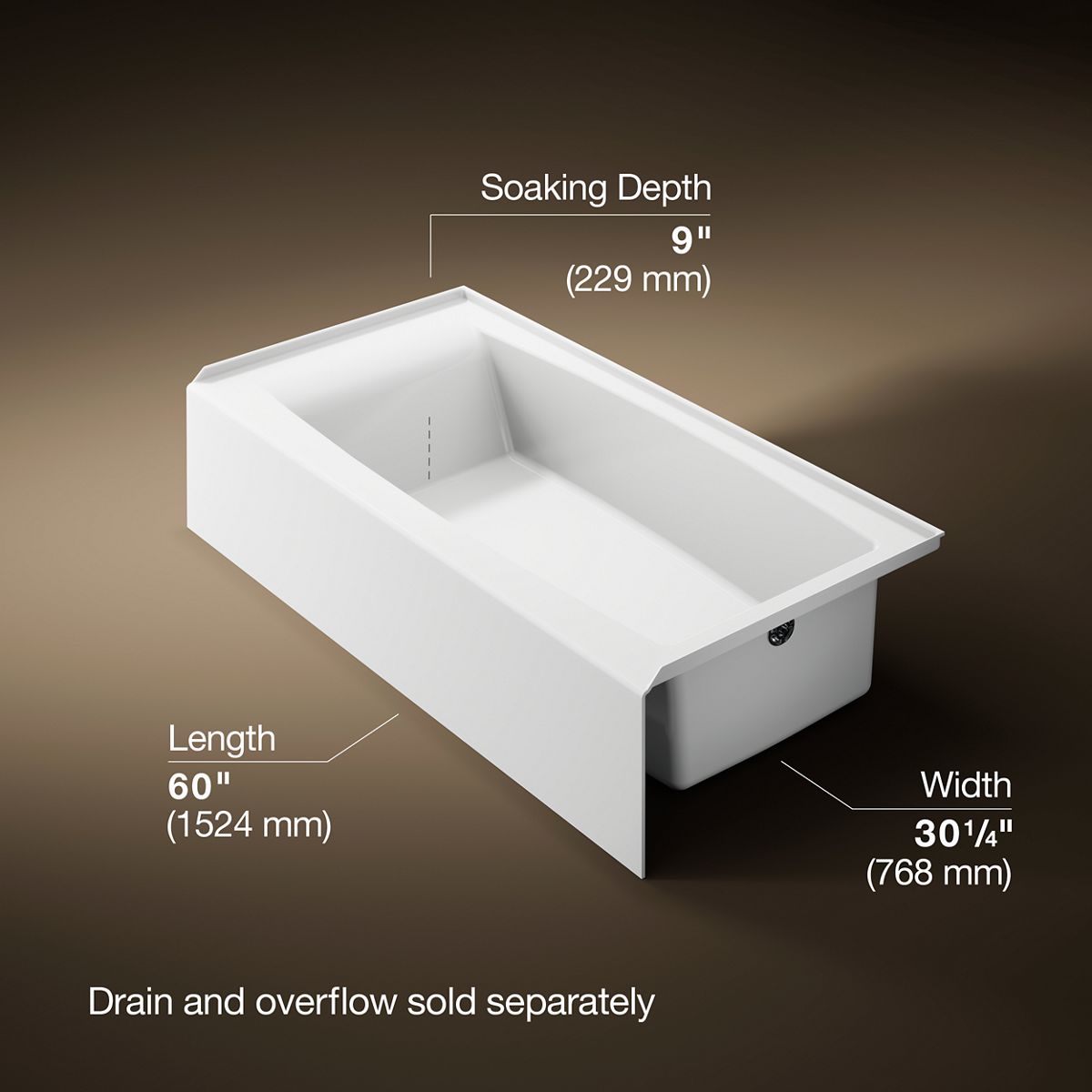Entity® 60" x 30" alcove bath right drain