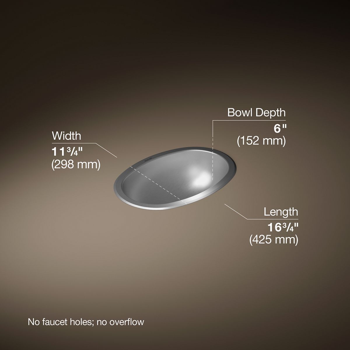 Bolero® 16-3/4" oval drop-in/undermount bathroom sink, no overflow