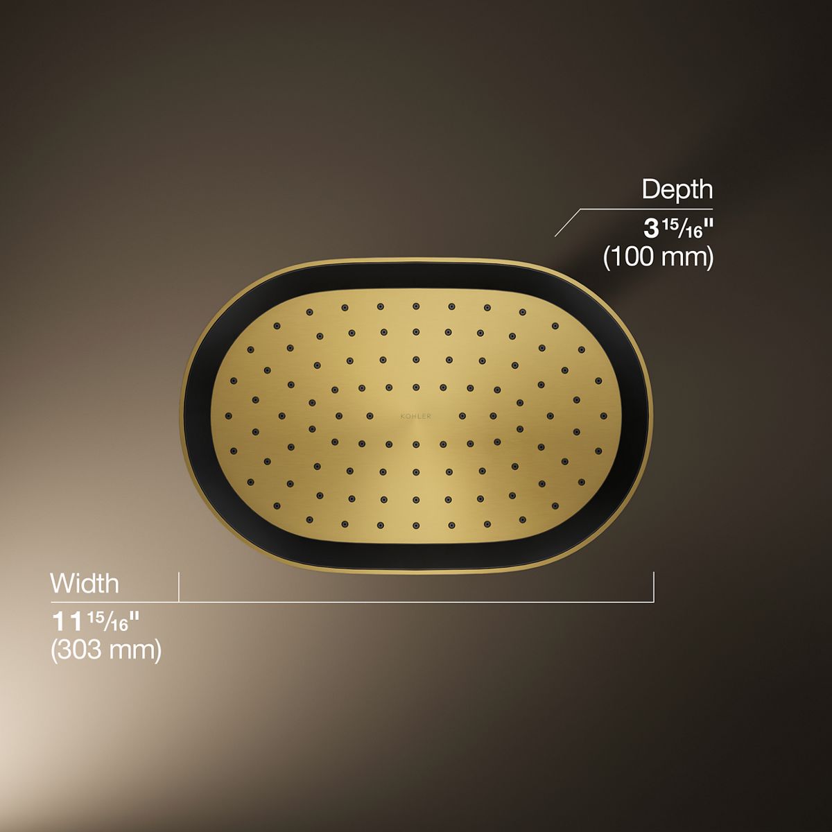 Statement® Oblong 12" single-function rainhead, 2.5 gpm