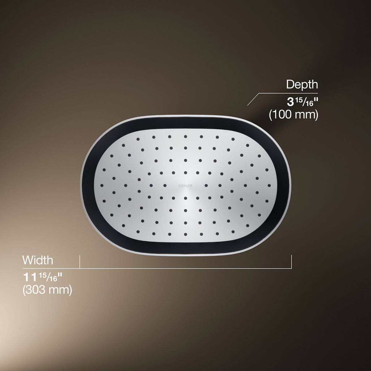 Statement® Oblong 12" single-function rainhead, 2.5 gpm