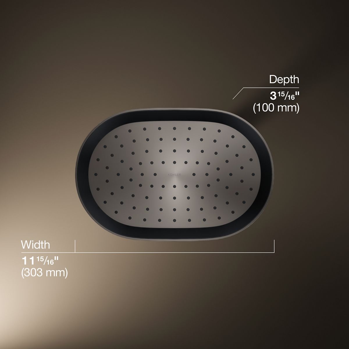 Statement® Oblong 12" single-function rainhead, 2.5 gpm