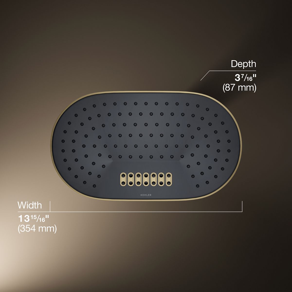 Statement® Oblong 14" two-function rainhead, 2.5 gpm