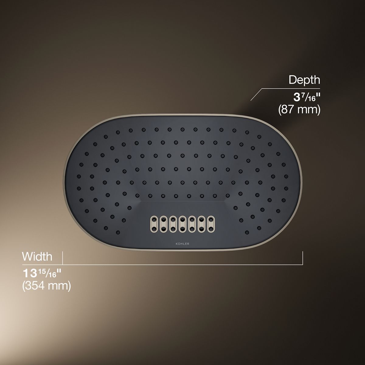 Statement® Oblong 14" two-function rainhead, 2.5 gpm