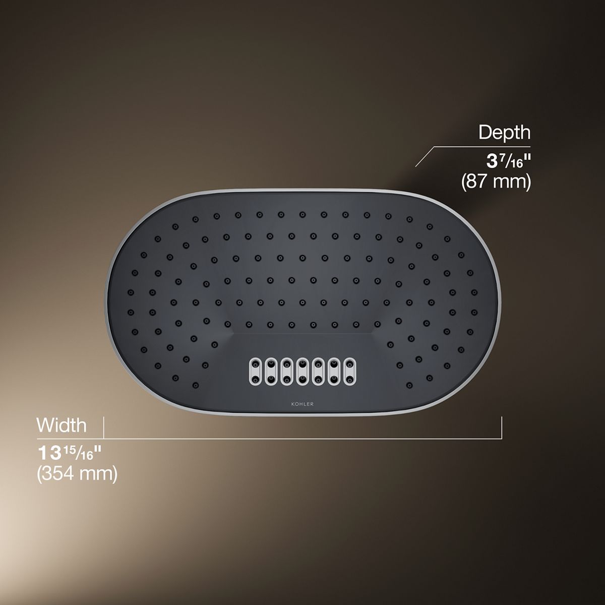 Statement® Oblong 14" two-function rainhead, 2.5 gpm