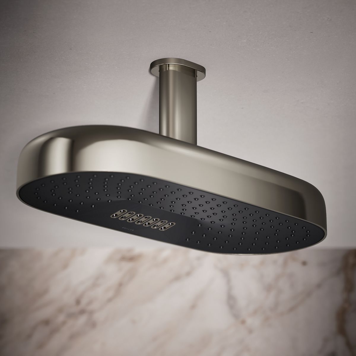 Statement® Oblong 18" two-function rainhead, 2.5 gpm