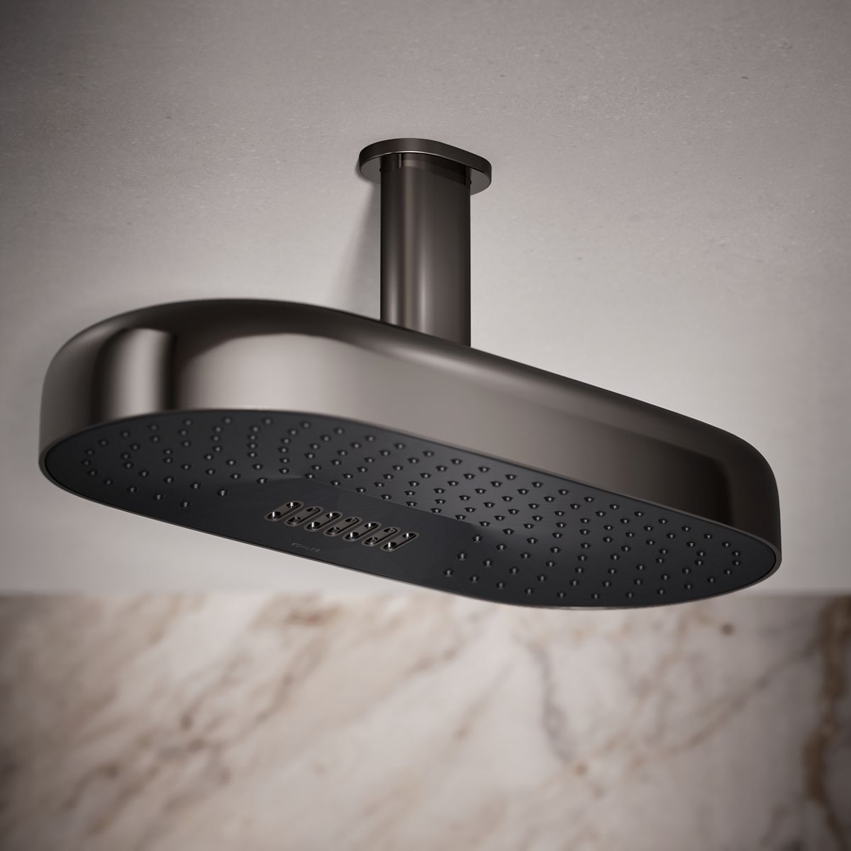 Statement® Oblong 18" two-function rainhead, 2.5 gpm