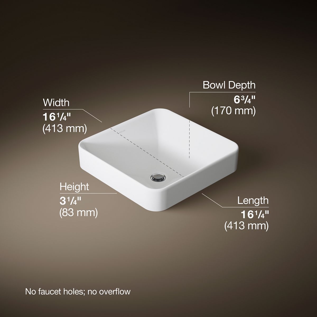 Vox® 16-1/4" square vessel bathroom sink