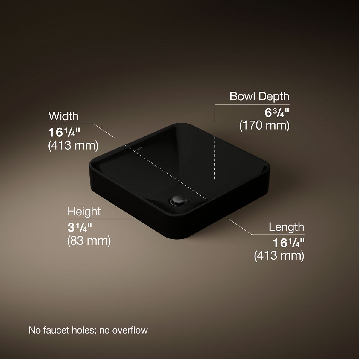 Vox® 16-1/4" square vessel bathroom sink
