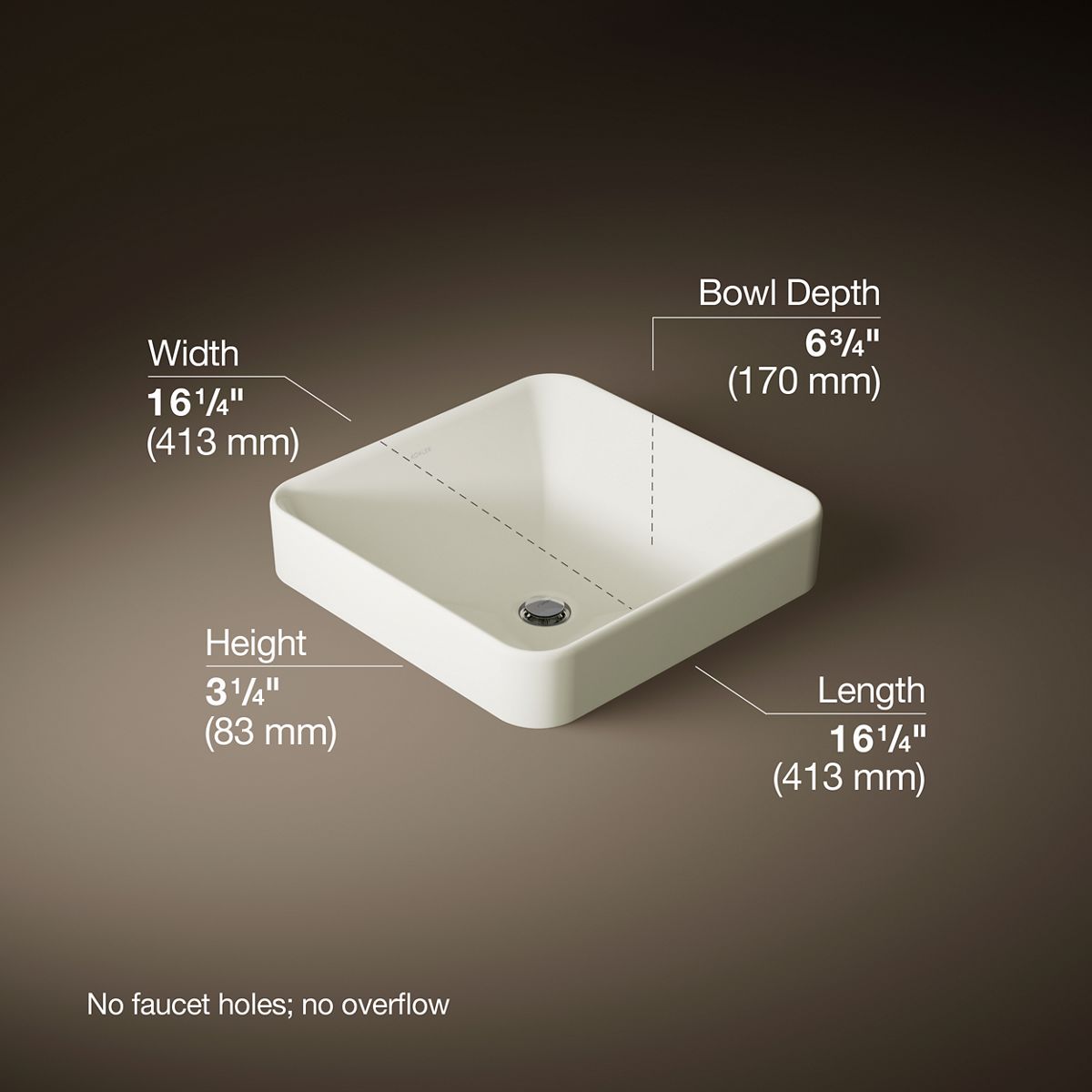 Vox® 16-1/4" square vessel bathroom sink