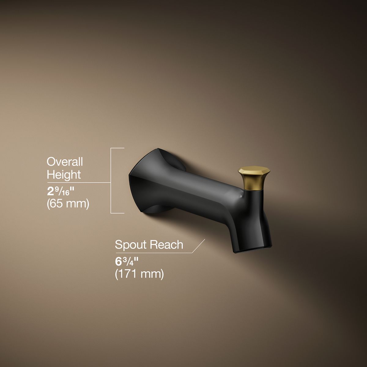 Occasion® Wall-mount bath spout with Straight design and diverter