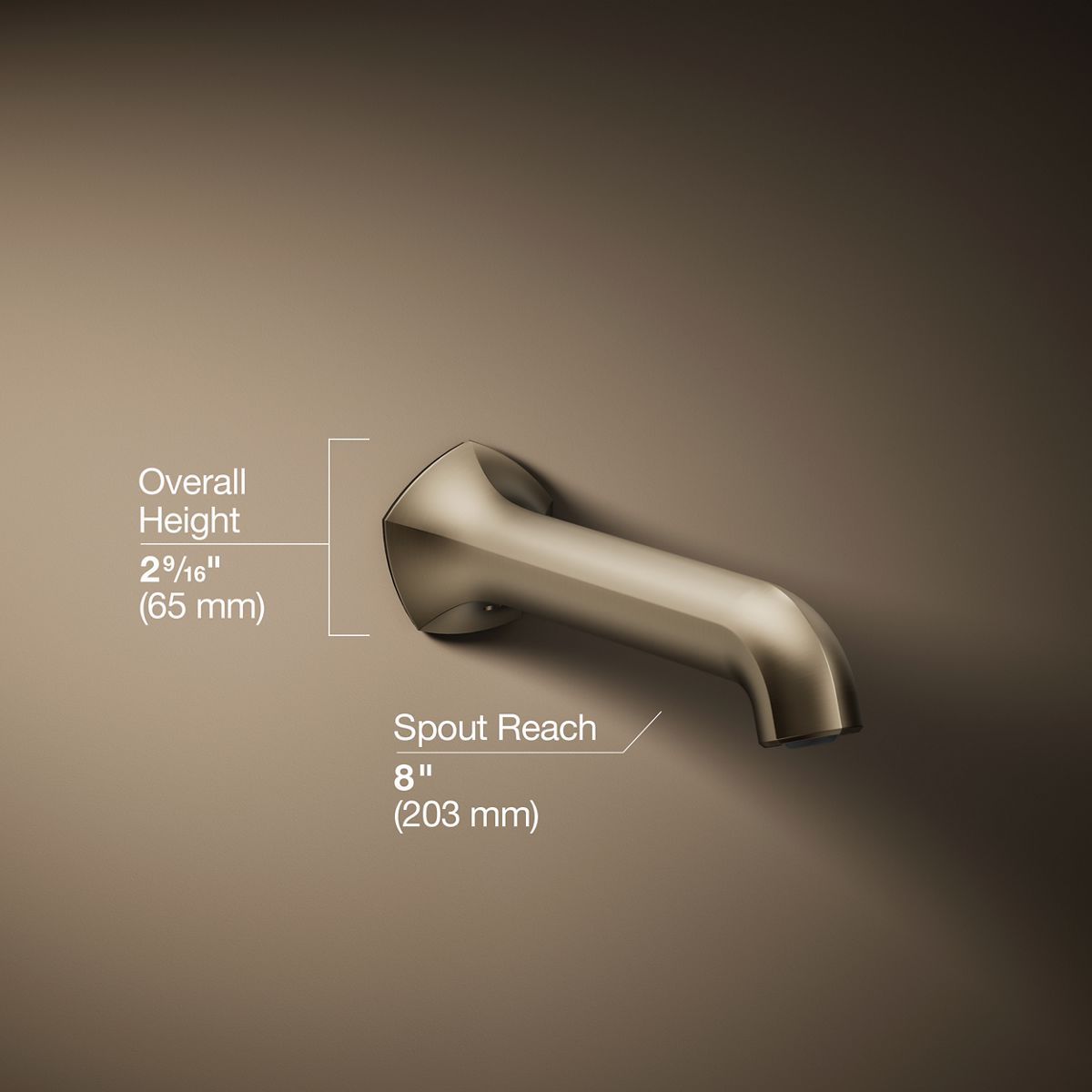 Occasion® Wall-mount bath spout with Straight design, 8"