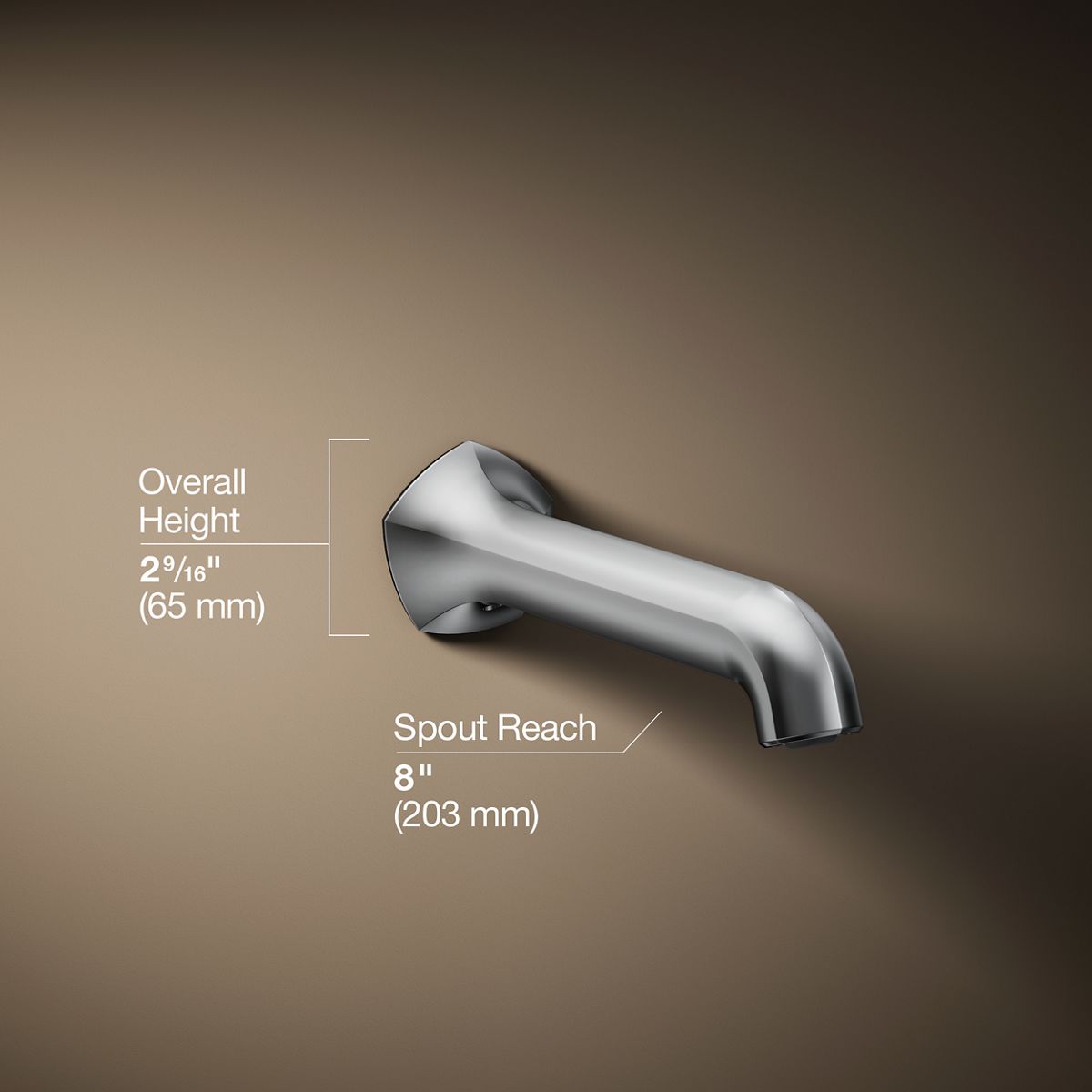 Occasion® Wall-mount bath spout with Straight design, 8"